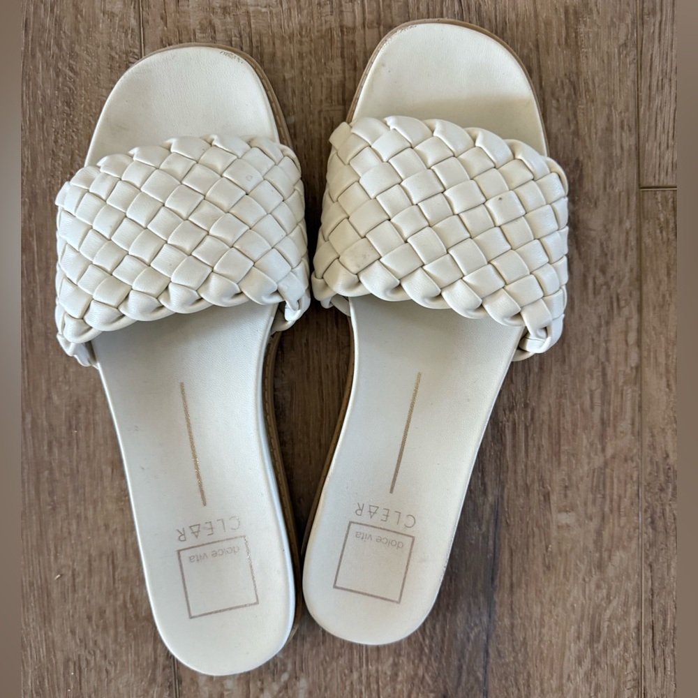 Women's Dolce Vita Cream Woven Slide Sandals